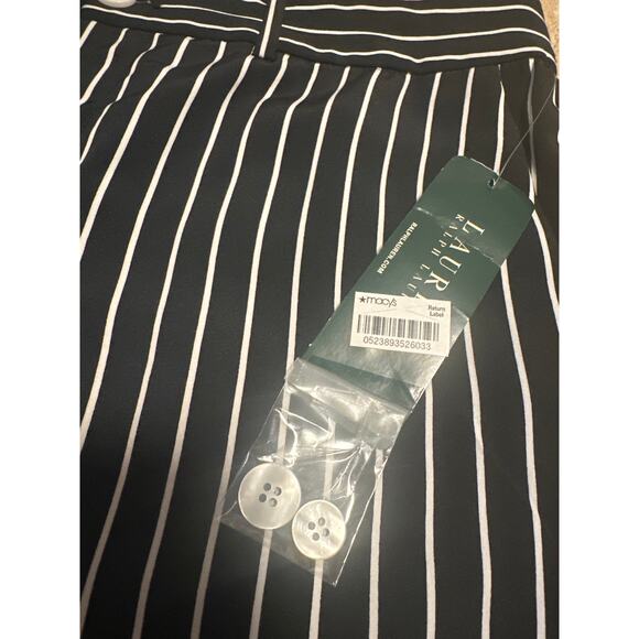 Ralph Lauren Women's Shorts Silky Black With White Striped Shorts Sz 8 - Picture 7 of 9